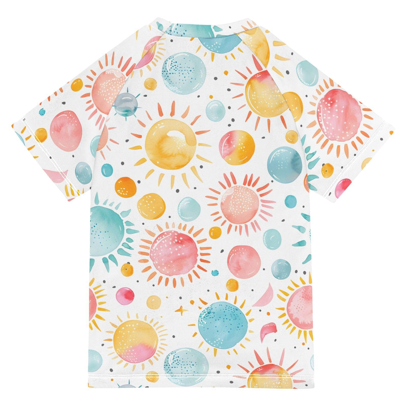 Boys Rash Guard Short Sleeve Swim Shirts for Boys Sun Watercolor Paint Sun Protection 7-8T