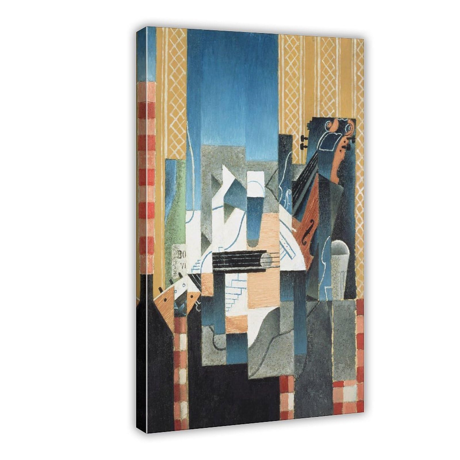 ANFOTCM Juan Gris, martwa natura ze skrzypcami i gitarą, abstrakcyjna, artystyczna dekoracja ścienna plakat rodzinny bar restauracja garaż kawiarnia sztuka znak prezent 24 x 36 cali (60 x 90 cm)