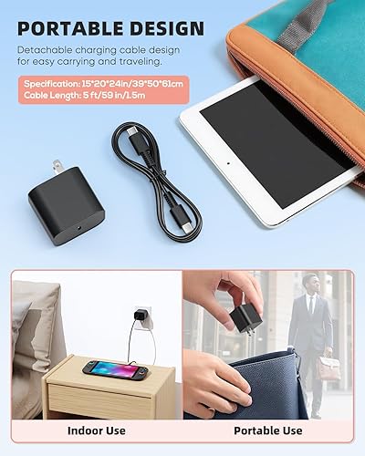 Miniatura 7 de Cargador Switch 2 Adaptador de CA de 60 W para Nintendo 2 (2025)Nintendo 1, cable de carga extra largo de 5 pies, compatible con modo de base de TV