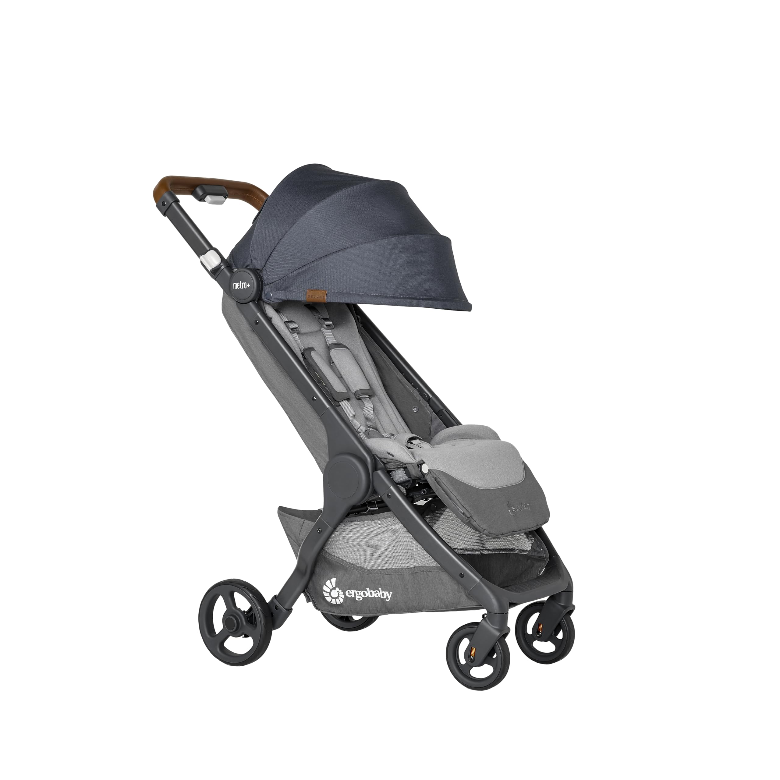 Ergobaby Metro+ Deluxe Kinderwagen Buggy mit Liegefunktion, Premium Kinder-Buggy ab Geburt bis 22kg, Zusammenklappbar und Autositz Kompatibel, höhenverstellbarer Lenker, London Grey
