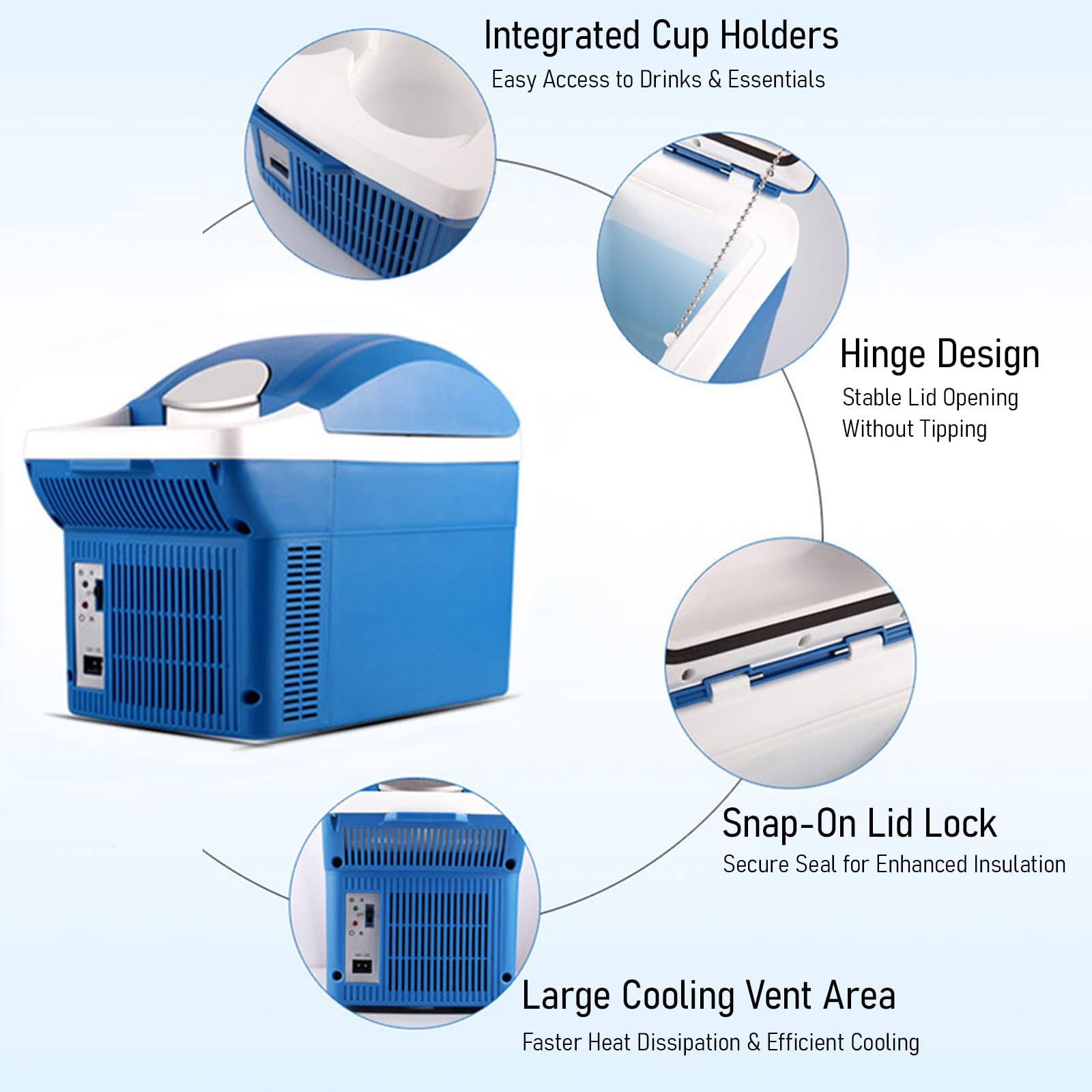 Frigo Portatile Auto 8L 12 Volt, Función De Refrigeración Y Calefacción | Riscaldamento Massimo 65°C, Frigorifero con Portabicchieri e Tracolla per Casa, Esterno, Camper