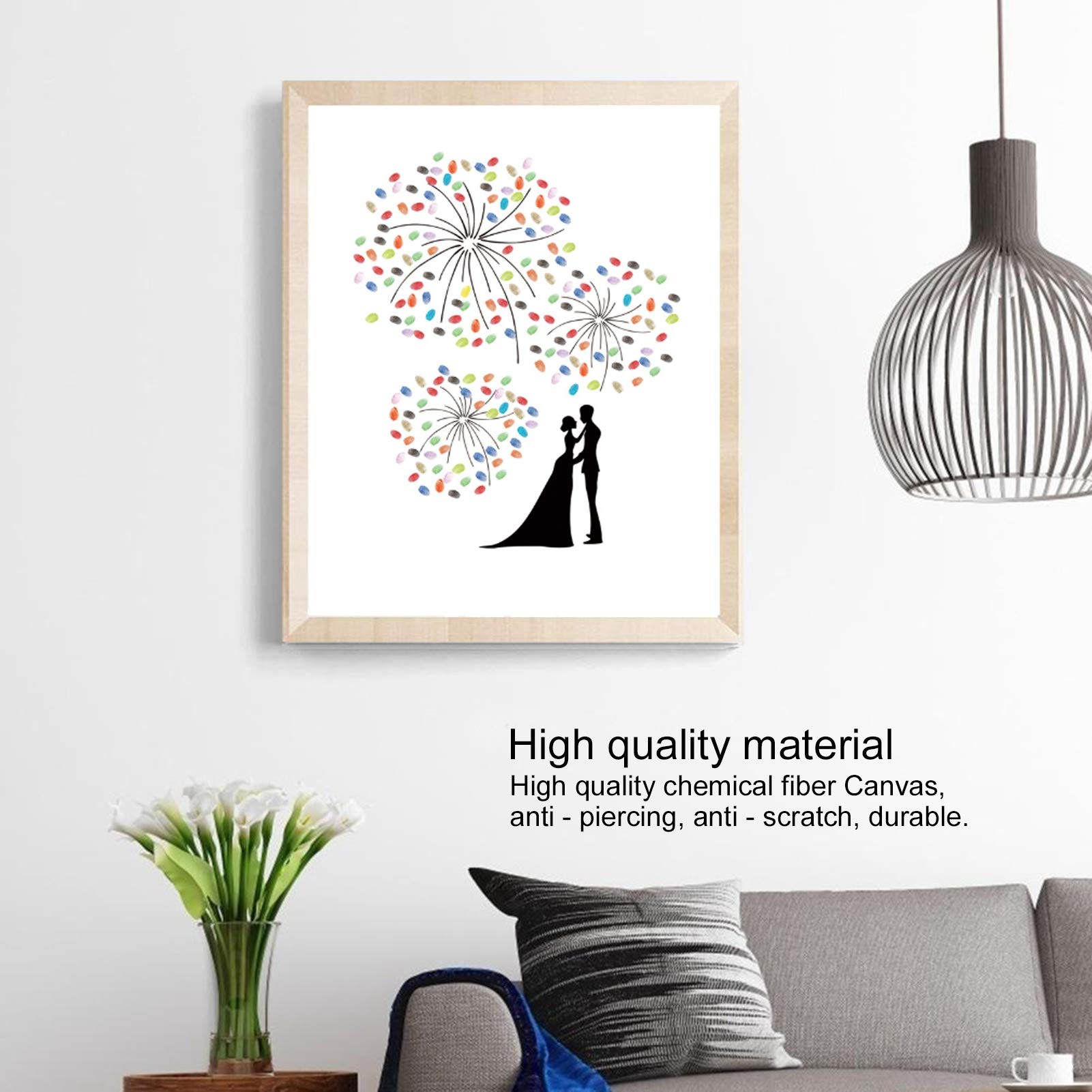 Agatige Albero Impronte Digitali Per Firma Ospiti - Tela 30x40cm Con 6 Colori Inchiostro - Per Matrimoni, Compleanni, Baby Shower - Foto 4