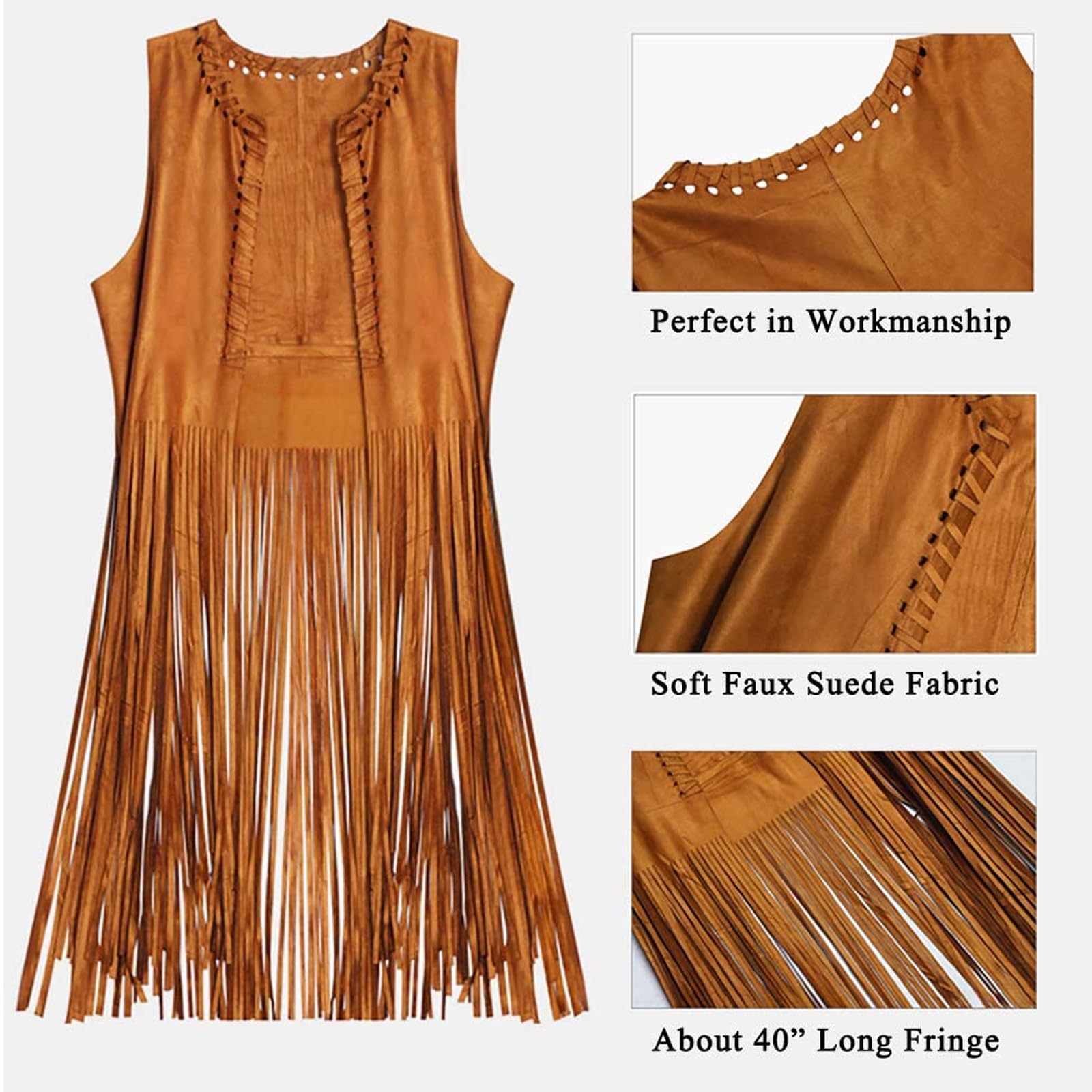 Deguisement Hippie Femme Annee 70 Gilet à Franges Sans Manches Pantalon Disco Déguisement Année 70 60 Accessoires Costume Hippie Femme Adulte Fille Tenue Déguisement Disco pour Carnaval Halloween