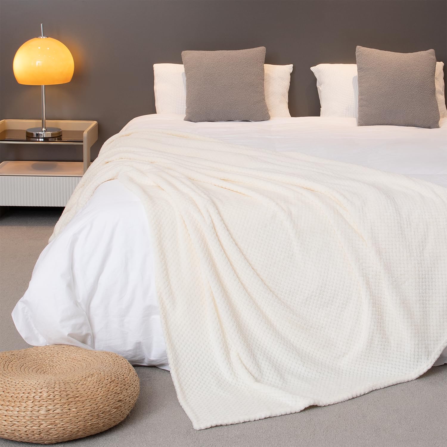 Manta Razada Polar 1 Plaza Acanalada Suave Cálida Cama Soá - Celeste