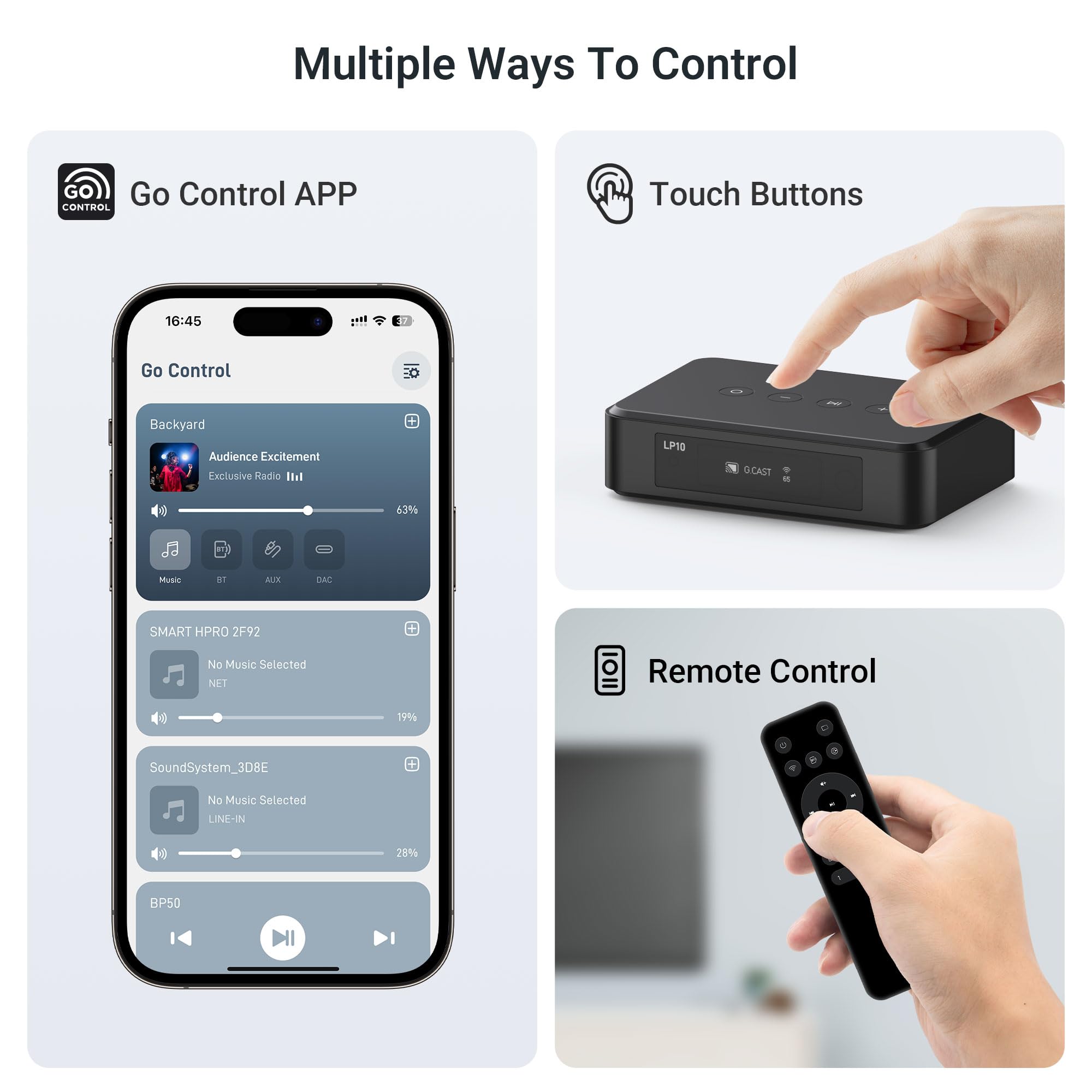 Arylic LP10 - Diffuseur de musique sans fil compatible AirPlay 2, Spotify et Tidal - Offre de nombreuses options de diffusion - Compatible Chromecast, WiFi et Bluetooth - Préamplificateur avec