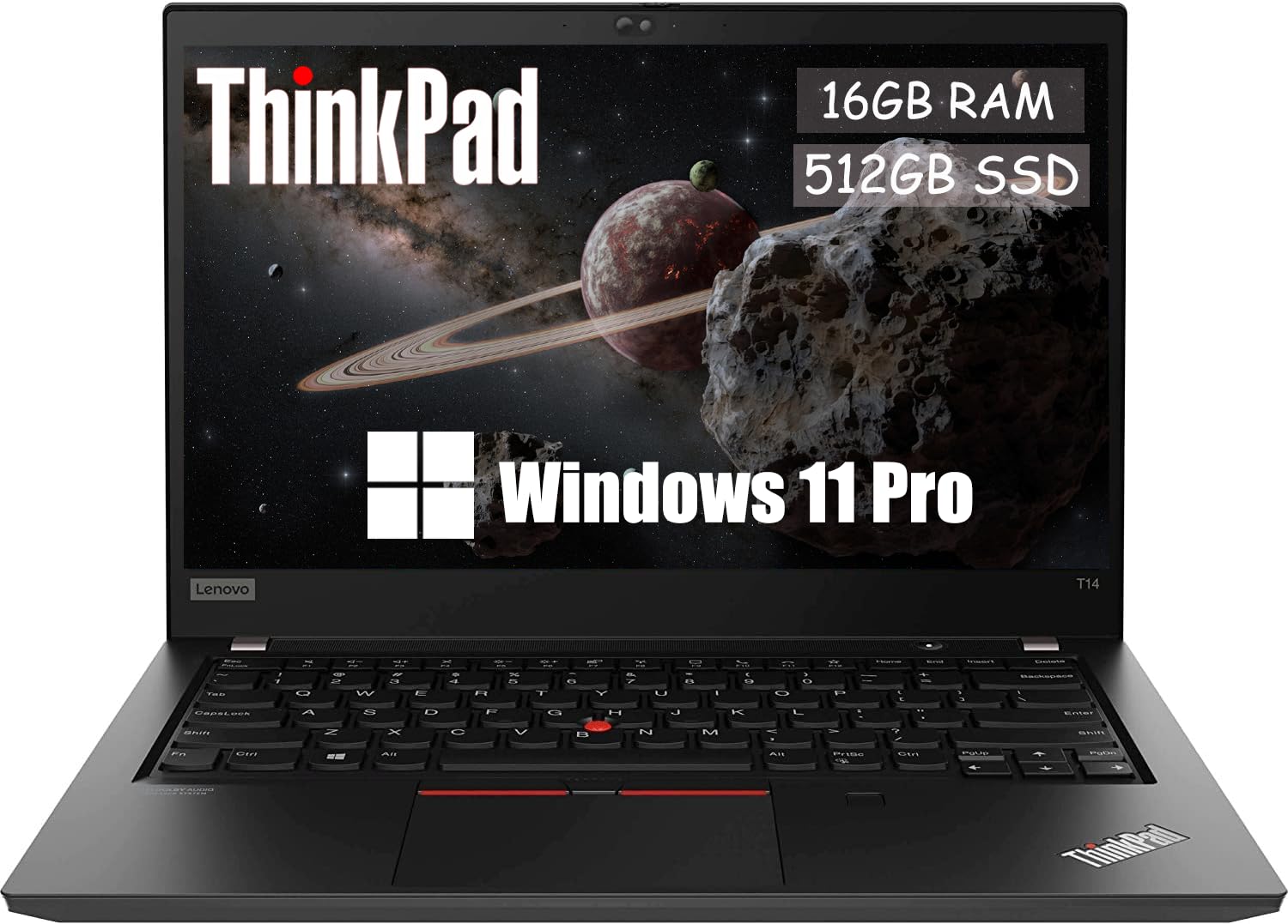 Lenovo Thinkpad T14 (Gen 1) Laptop, Monitor 14" Full HD (1920 x 1080), Intel Core i7-10610U 1,7GHz, 16GB, 512GB NVMe SSD, Webcam, Windows 11 Pro, Tastiera Americana (Rinnovato)