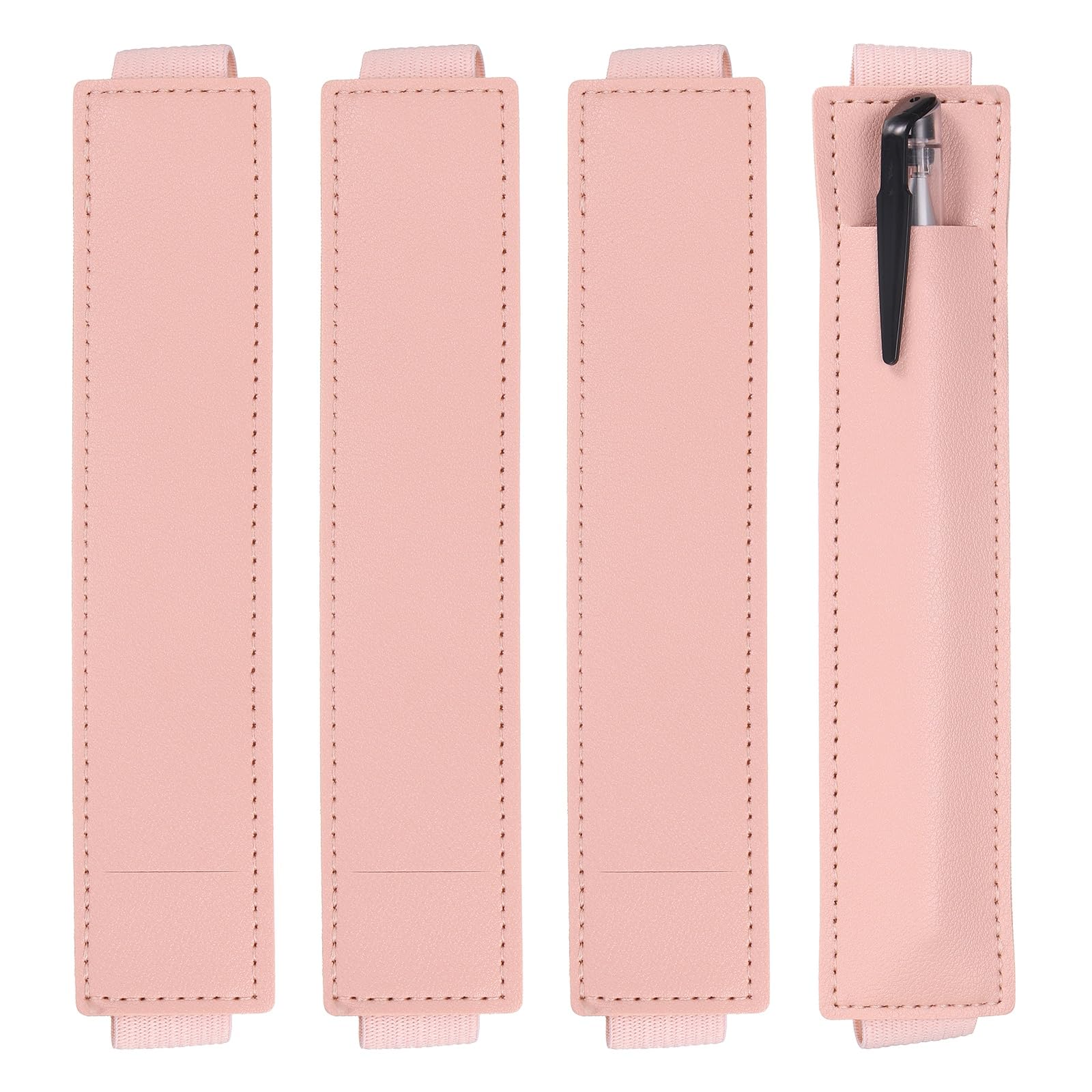 sourcing map 6 Pcs Adjustable Pen Loop Holder for Notebook, PU Leather Pen Holder Pencil Sleeve Elastic Strap Band Designed for Journals Clipboards, Notebooks, Journals, Calendars (Pink)