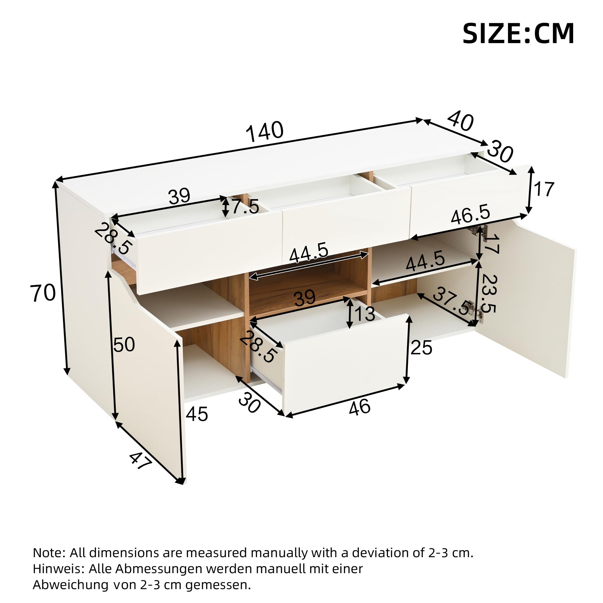 Merax Aparador blanco brillante moderno con iluminación LED, armario de cocina, armario buffet con 2 puertas, 4 cajones, armario multiusos para comedor, salón, cocina
