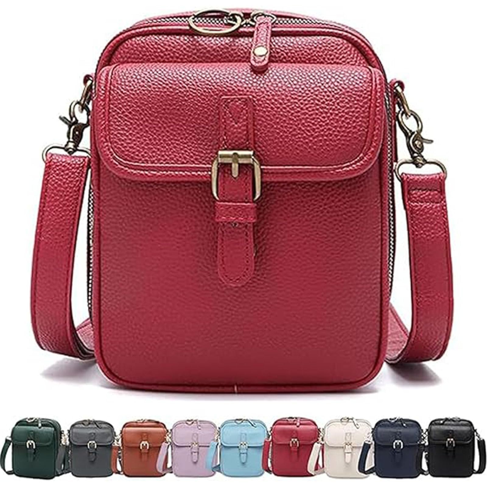 Leather Crossbody Bag for Women, Anti-Theft Messenger Bag with Large Capacity, Built-in Purse Card Slots Shoulder Sling Bag