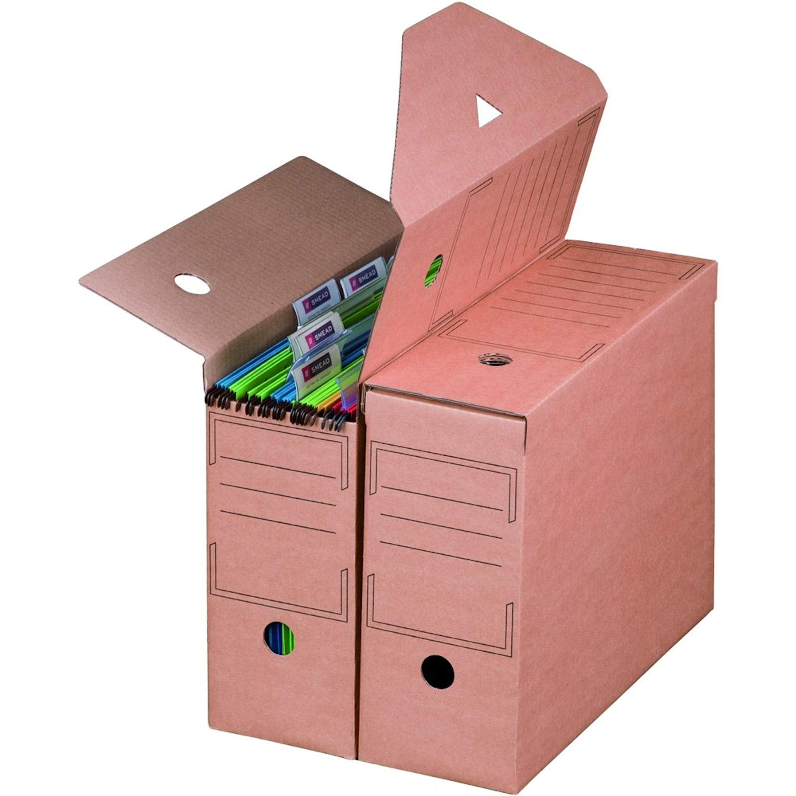 KK Verpackungen Archivbox für Hängemappen | 1760 Stück, 328x115x239mm | Wiederverschließbare Archivschachteln mit Grifflöchern | Aktenkarton mit 120mm Rückenbreite, Beschriftungsfelder