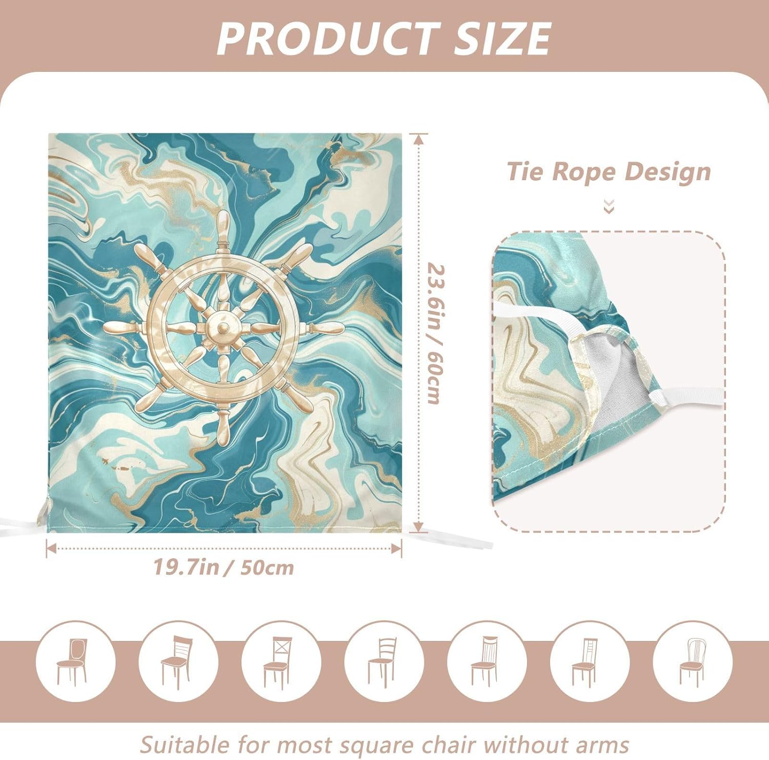 ALAZA Compass on Marble Background Chair Back Cover Set of 6, Washable Reusable Removable Chair Slipcovers Decorative Chair Cover for Home Kitchen Wedding Party