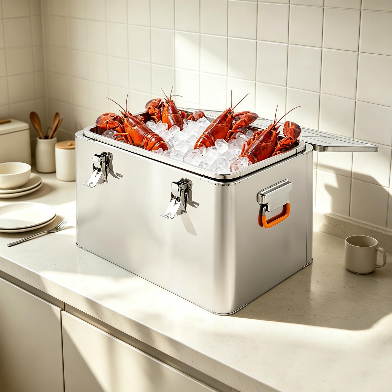 Eisbehälter 65L Edelstahl, isolierte Kühlbox für Party, Camping & Catering | Getränke kalt stellen, hält Eis lange rostfrei für Veranstaltungen Gastro-Lagerung Bier kühlen, Saft kühlen