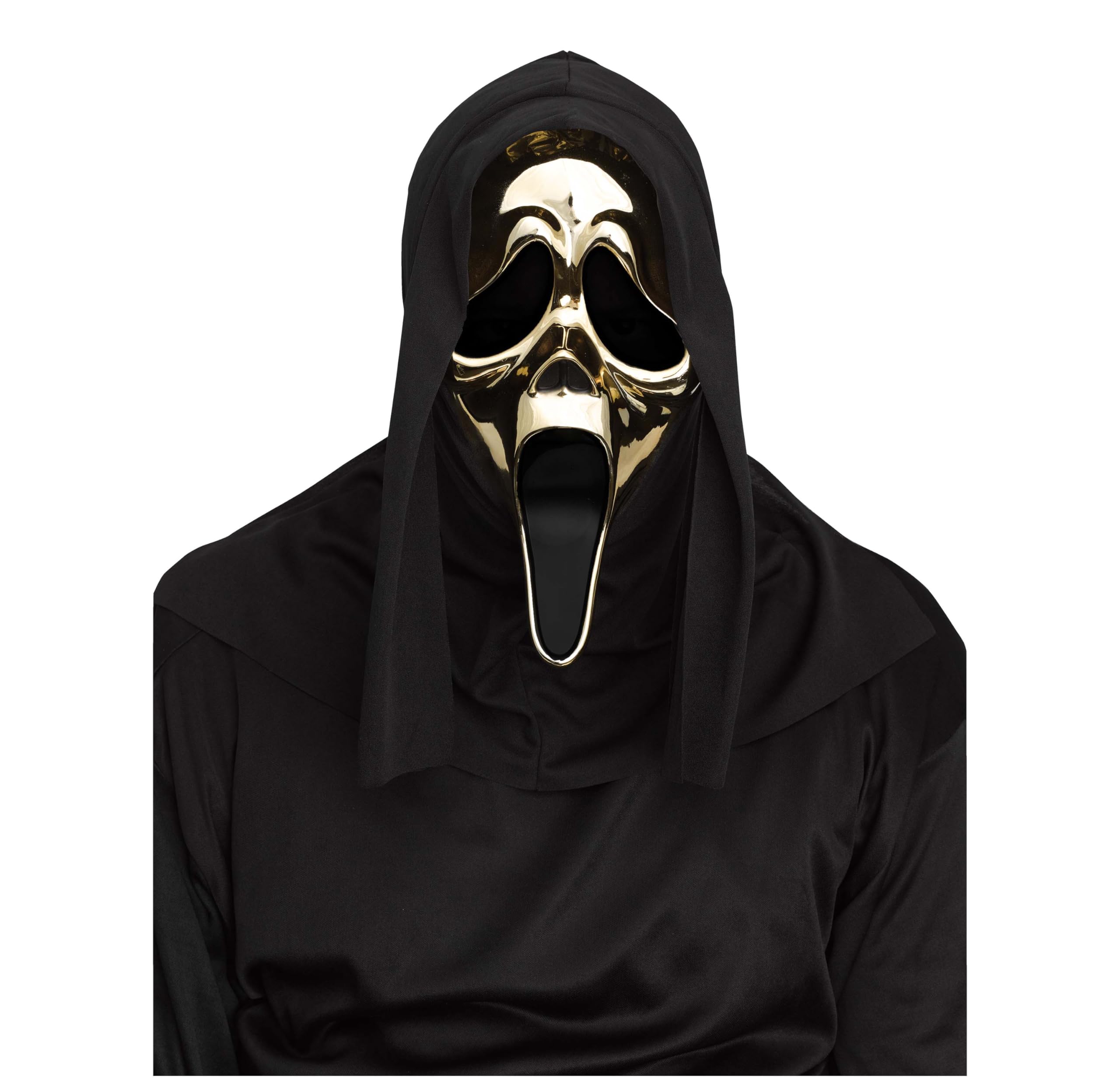 Fun World Ghost Face Gold Golden Scream Mask Halloween Fancy Dress Costume Accessory