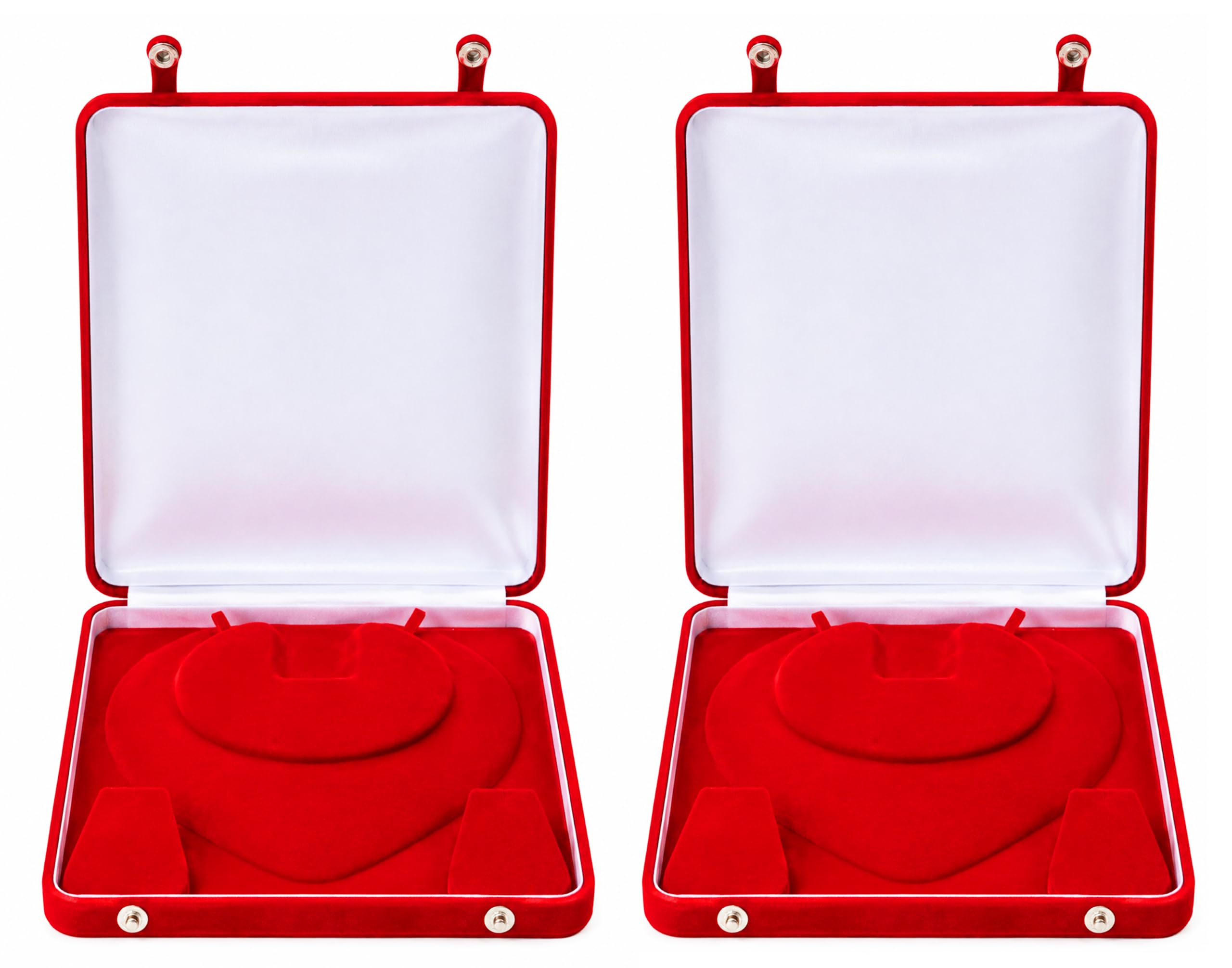 atorakushon Red Women Velvet Jewellery Storage Boxes Necklace Ring Earring Pendant Half Set Wedding Organizer Pack 2