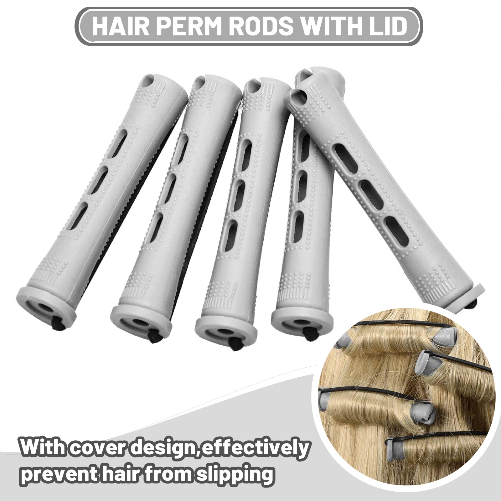 Honicemar 40 Pcs Perm Rollers Set for Long & Short Hair, 0.59 Inch Medium Cold Wave Rods - Image 3