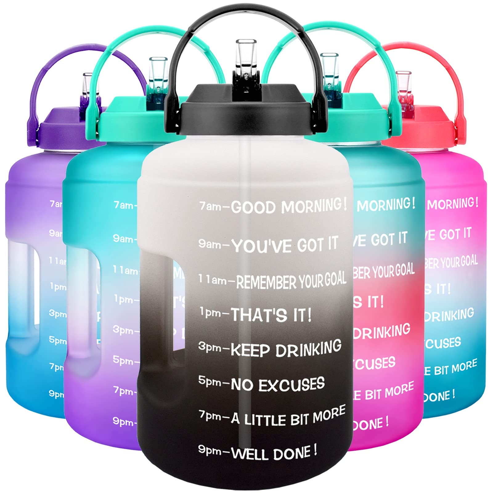 Sport Wasserbecher 2.5L 3.78L Kunststoff breit Mund Gallone Wasserflaschen mit Strohsport Fitness Tourismus Fitnessstudio Reisekugeln Telefonständer