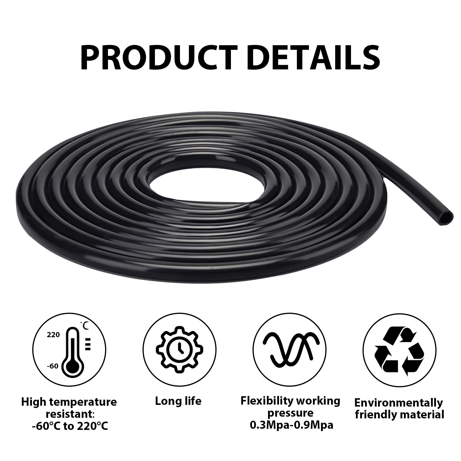 Tubo In Silicone Nero 5mm X 3m - Resistente Ad Alte Temperature Per Applicazioni Automotive E Industriali - Foto 7