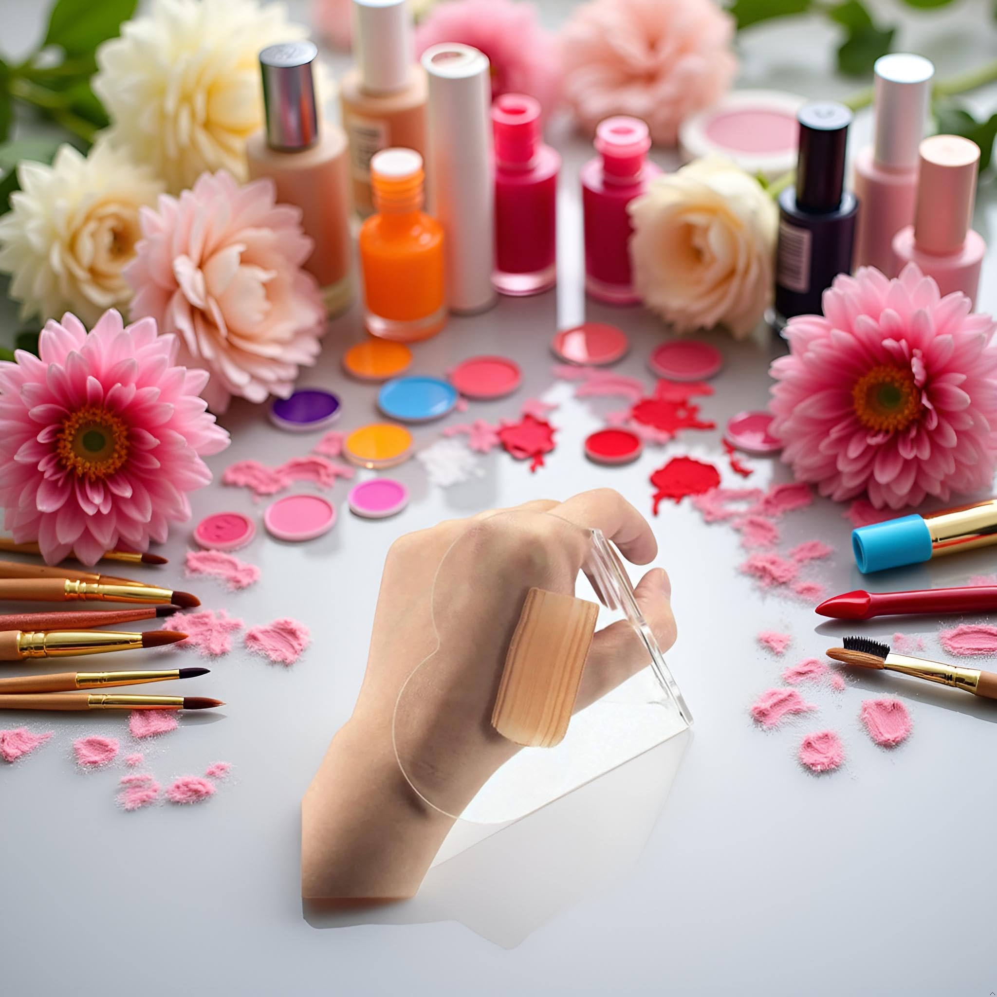 Paleta de acrílico transparente, maquillaje, sombra de ojos, base, paleta de lápiz labial, bandeja de pintura de arte de uñas, bandeja de mezcla de color, manicura de gel de uñas, herramienta de 2