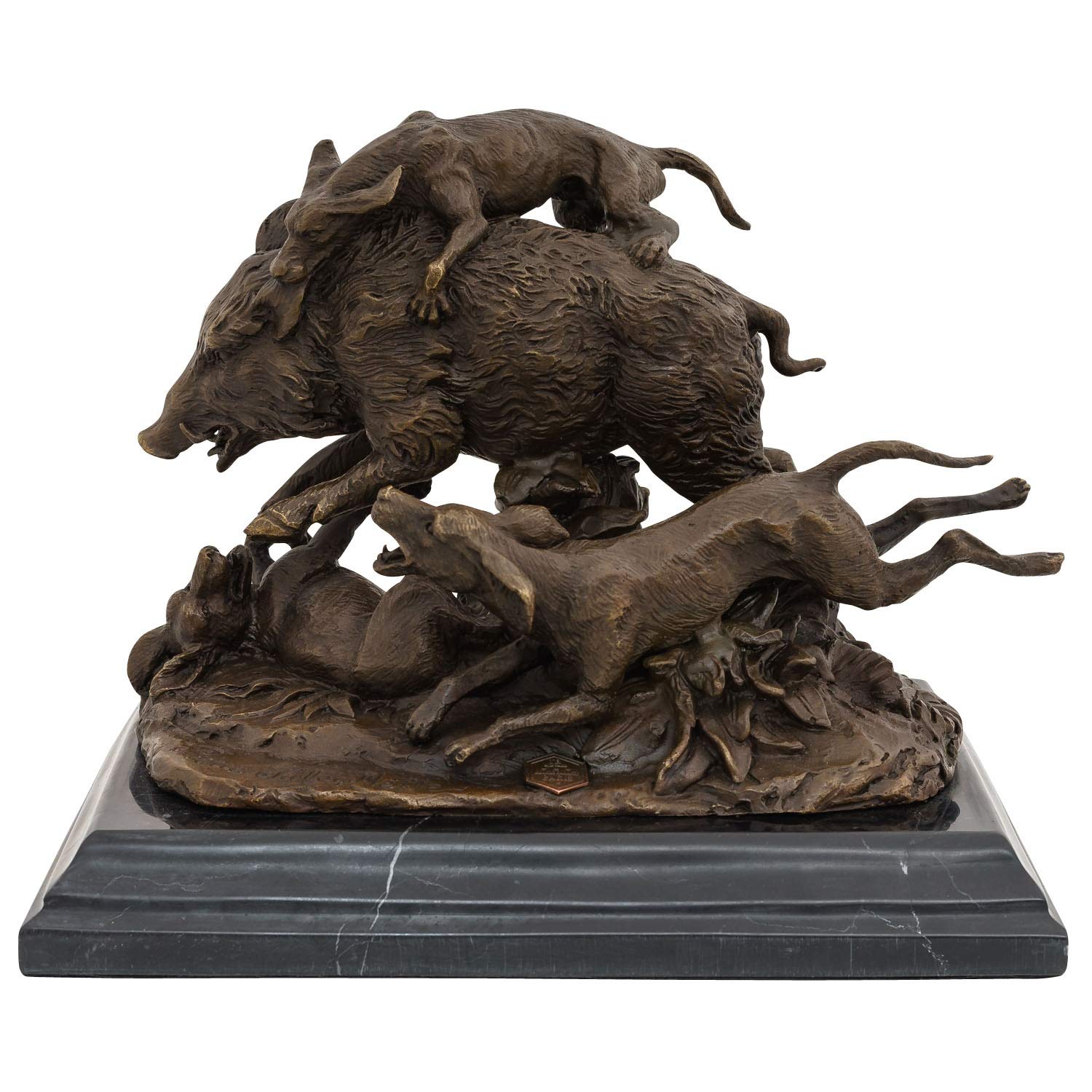 Escultura perro jabalí caza de bronce figura de bronce antiqued estatua 23cm