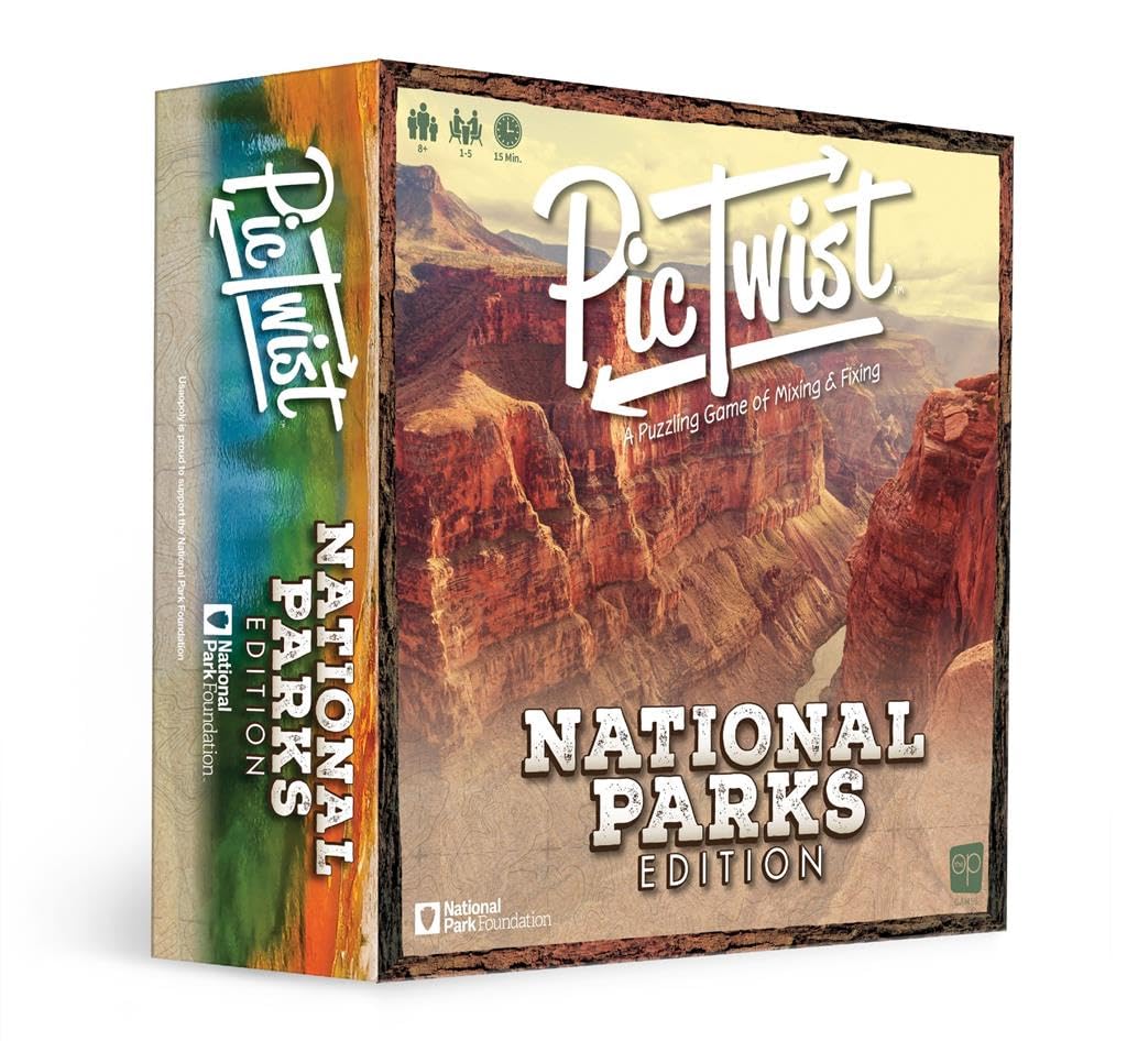 USAOPOLY PicTwist: National Parks | Twist, Move, and Swap Tiles to Complete The Image | Family Puzzle Game Featuring National Park Locations Artwork | Based on Popular Globe Twister Game