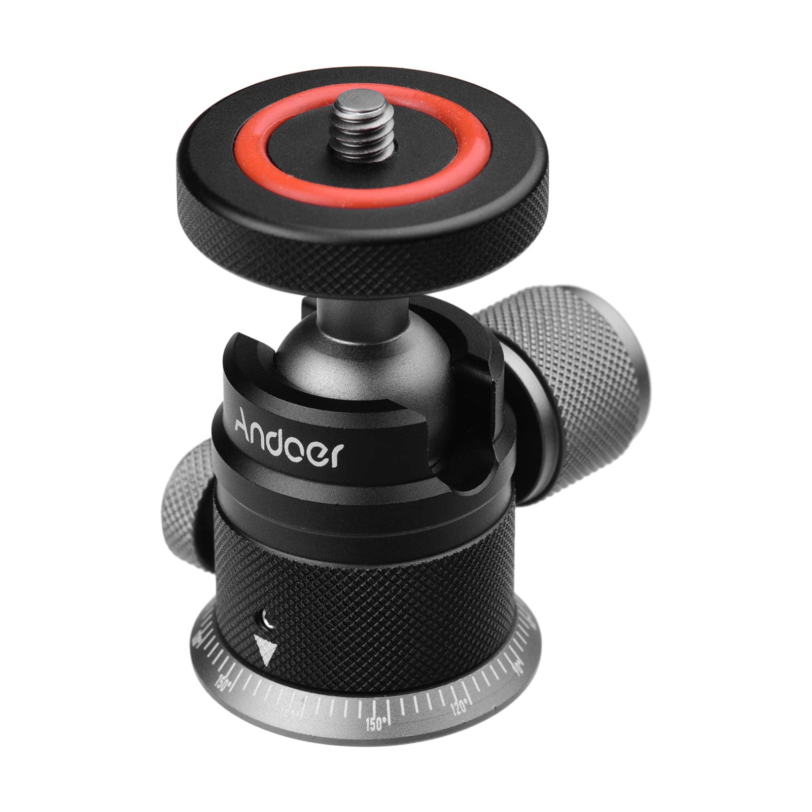 AndoerDSLR Tripod Ball Head,Aluminum Alloy Tripod Ball Head Mount Panoramic 360° Swivel 180° Flip with Scaled Base Universal 1/4 Mounting for DSLR Mirrorless Camera Tripod Mounting