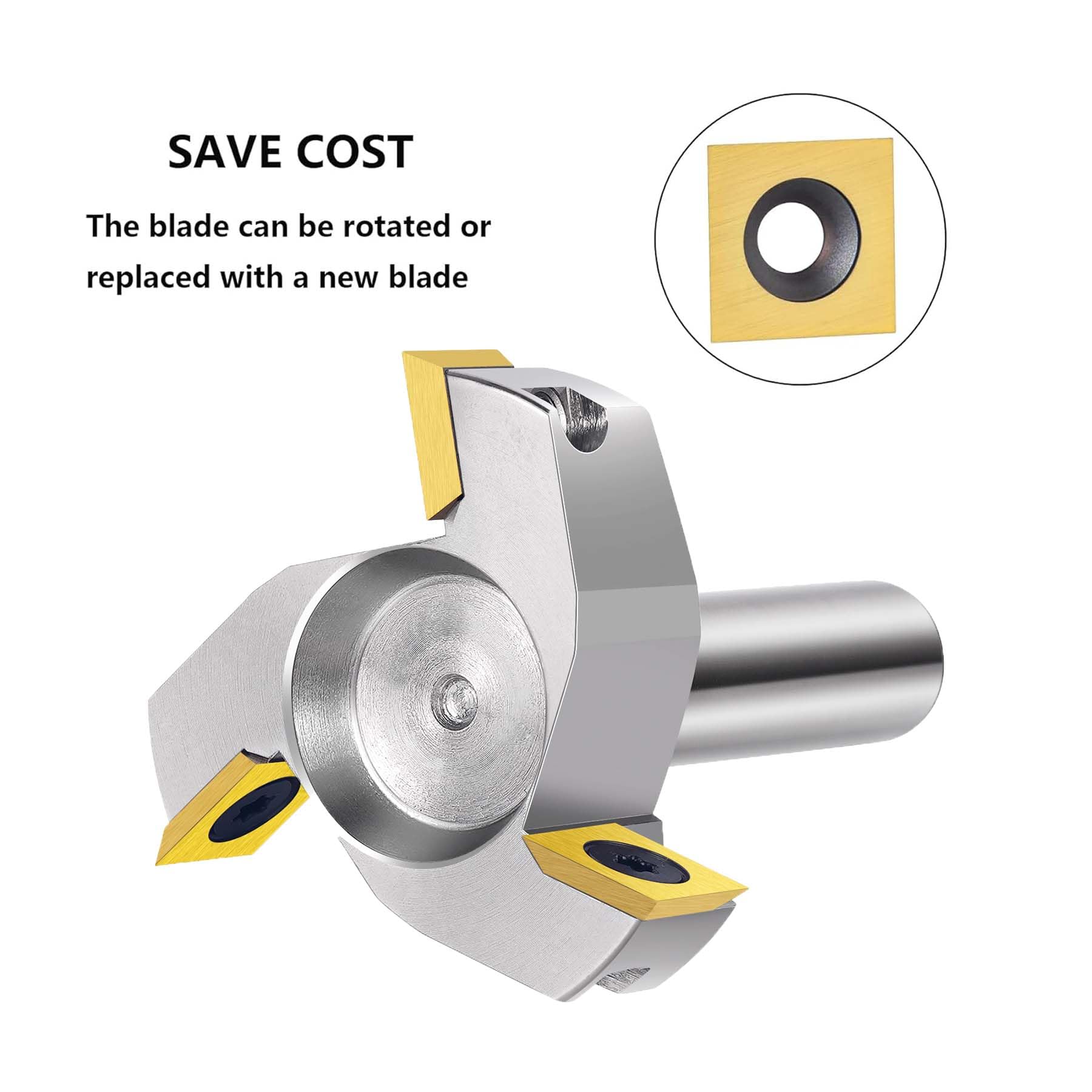 SpeTool Punta per fresatrice CNC con placcatura in nichel, codolo 1/2, diametro di taglio 5 cm, punta per fresa per appiattimento lastre, inserto in carburo, punta per piallatura, pulizia del fondo