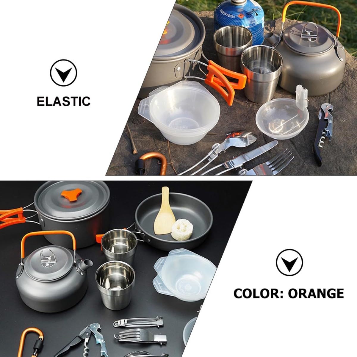 ULTECHNOVO Ensemble Cuisine de Camping Casseroles Légères Poignée Anti-brûlure Portable en Alliage D'aluminium pour Usage Extérieur en Randonnée et Camping