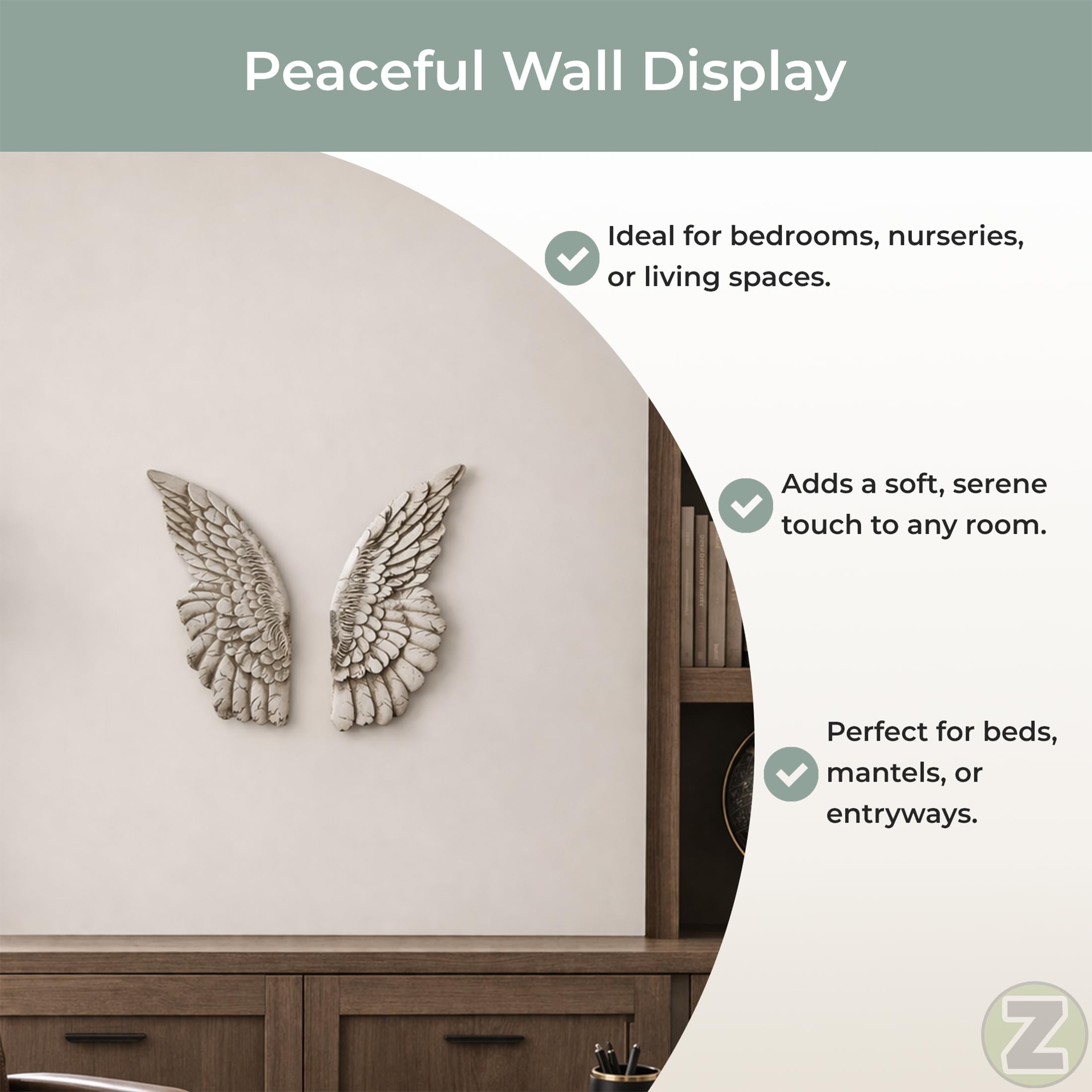 Amazon.com: Zeckos Set of 2 Distressed Antique White Angel Wing
