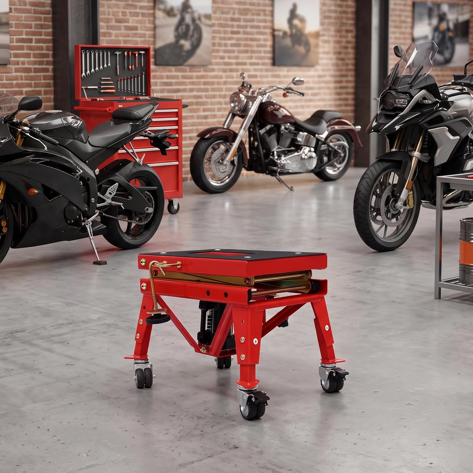 Sollevatore idraulico per moto, portata 160 kg, regolabile 30,5-80 cm