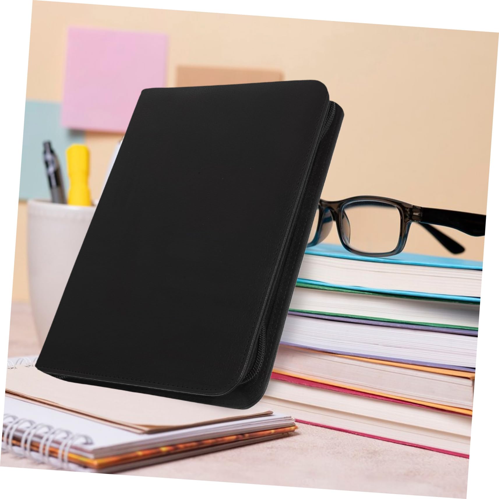 Uonlytech Carpeta De Portafolio De Poliuretano Cremallera A5, Organizador De Documentos De Negocios Sistema De Anillas, Bolsa Segura Para Talonarios y Planificador, Uso Profesional y Viajes