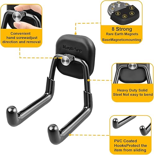 Miniatura 3 de 2 ganchos magnéticos grandes y resistentes con doble punta, ajuste universal para interiores y exteriores, ganchos organizadores de imanes fuertes