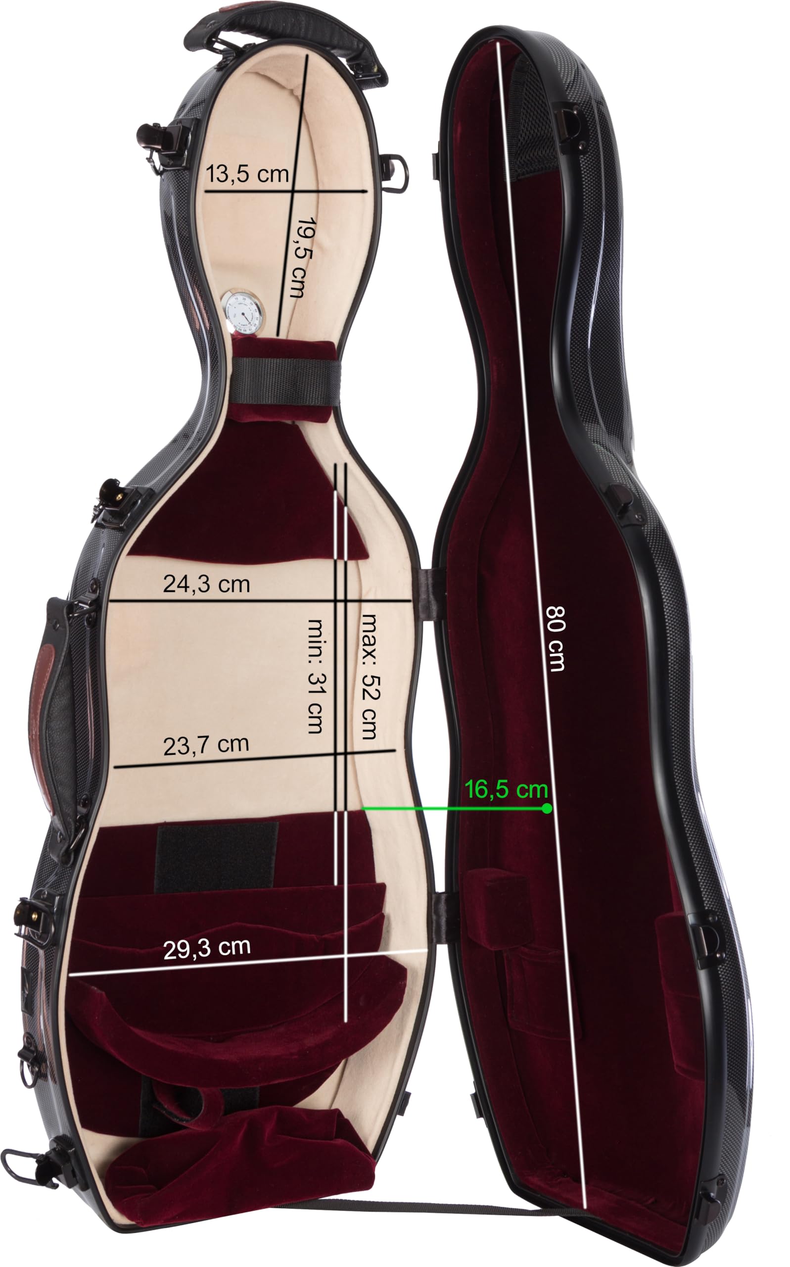 M-Case Custodia per Viola Fiberglass 38-43 Ultra Light point nero - borgogna borsa musicale