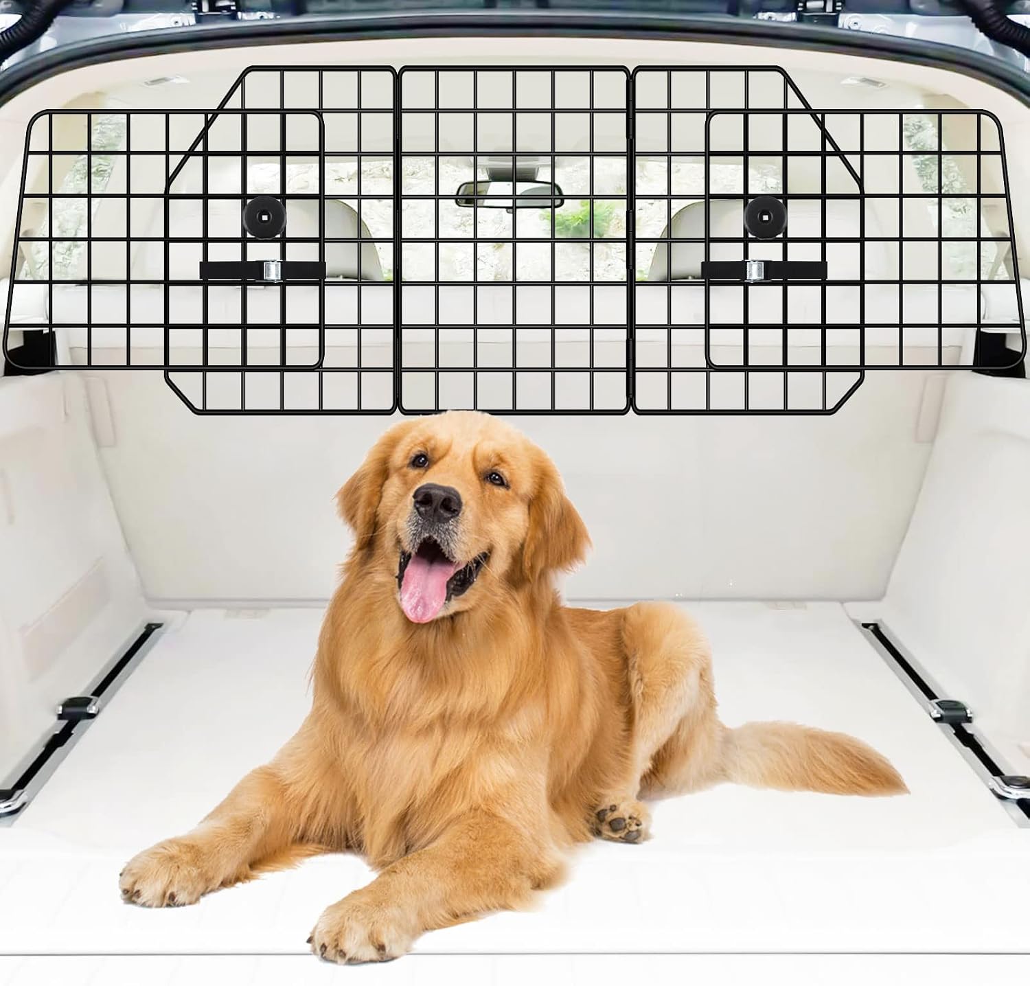 FEED GARDEN Adjustable Dog Car Barrier for SUVs,Cars,Vehicles, Trucks, Universal-Fit Pet Divider Gate Large Pet Barrier for Cargo Area…