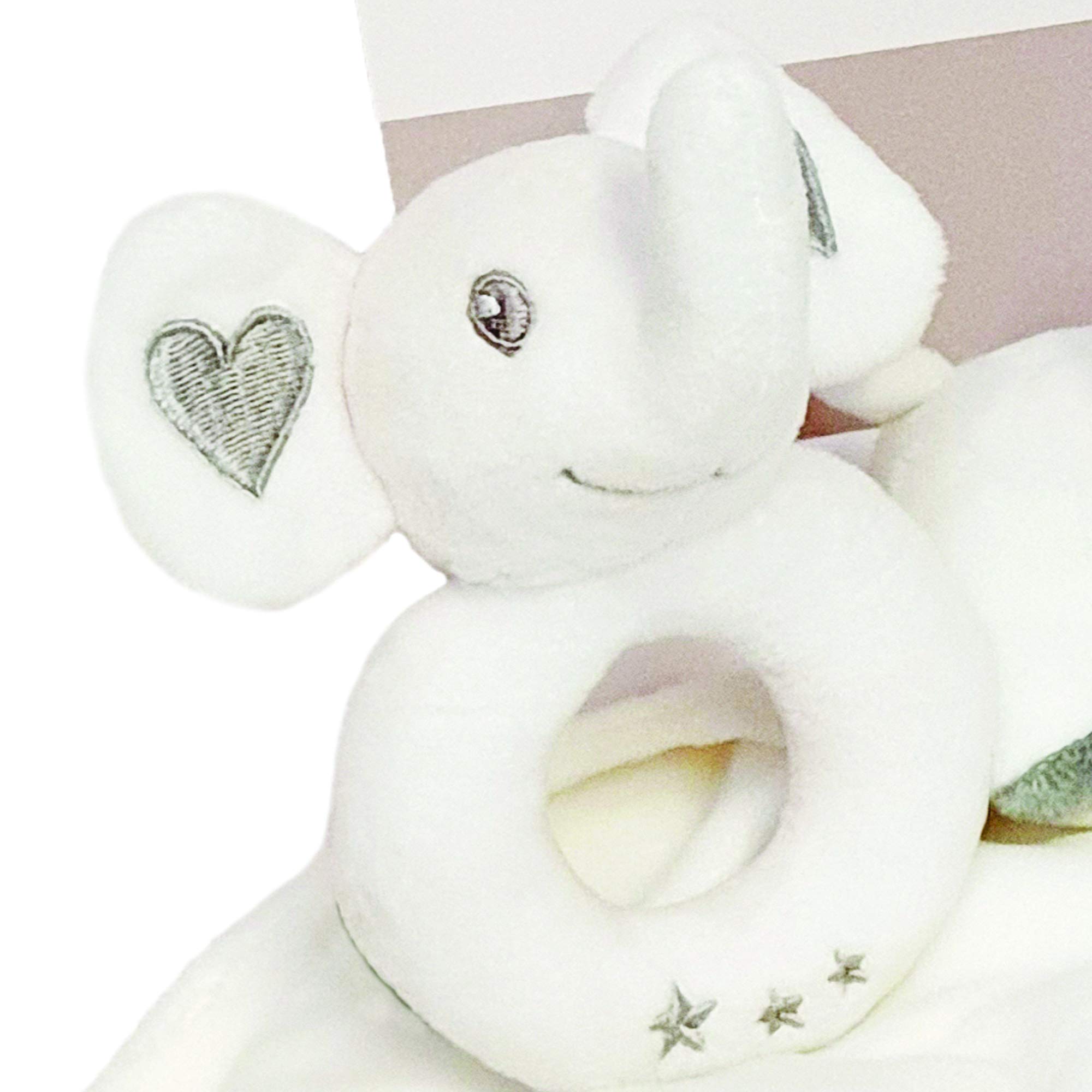 Welcome to The World Coffret cadeau 7 pièces pour bébé avec vêtements essentiels pour bébé, chaussettes, jouets, plaque pour bébé, cadeau pour future maman, éléphant (unisexe)