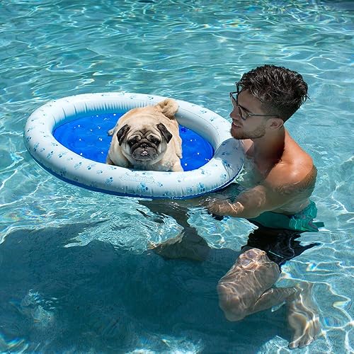 Miniatura 4 de Poolcandy Flotador inflable para mascotas para perros pequeños a medianos de hasta 35 libras. para la playa, piscinas o el lago.