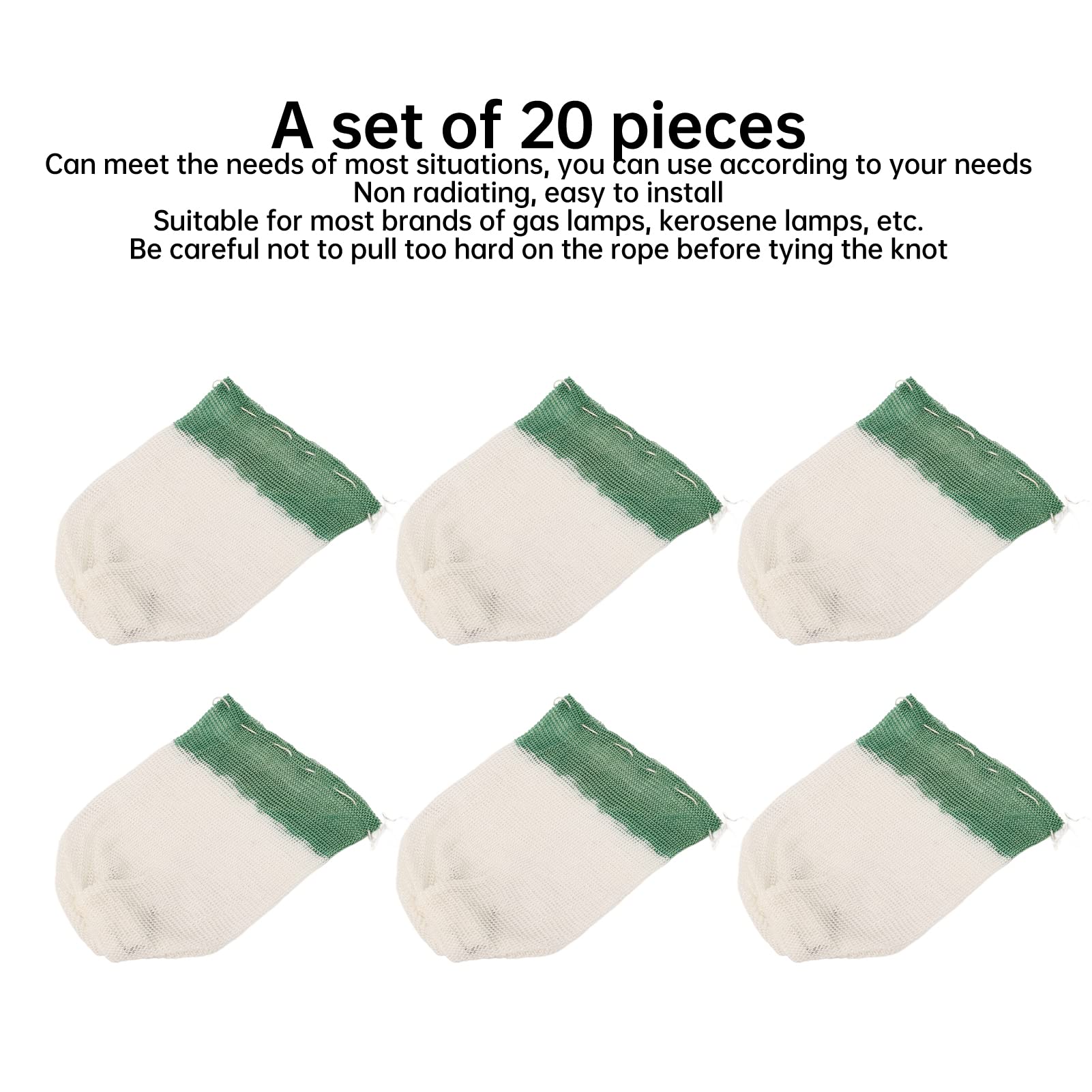 Gas Lamp Mantle, 20PCS Gas Lantern Mantle U Shape Universal Rayon Lantern Mantle Portable Gas Lamp Mantle for Outdoor Camping Lantern (Large Green)