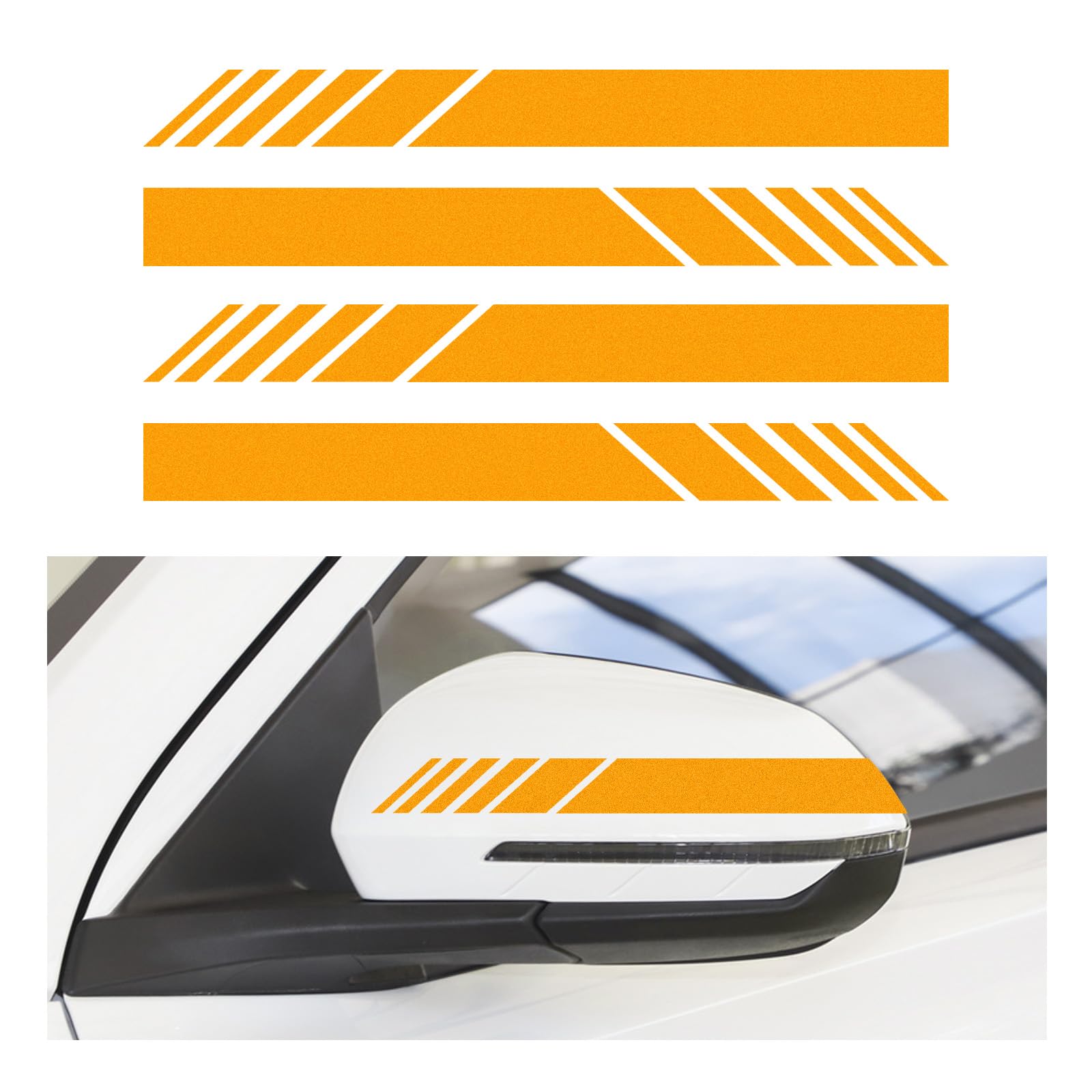 Kewucn 4PCS Car Rear View Mirror Stickers, Waterproof Auto Side Rearview Mirrors Decal Stripes, Universal Anti-Collision Striped Automotive Warning Stripes for Most Vehicles (Yellow)