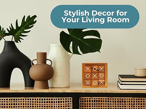 Miniatura 7 de BSIRI Tic Tac Toe para niños y adultos mesa de café decoración de sala de estar y escritorio juegos familiares juegos de mesa clásicos madera