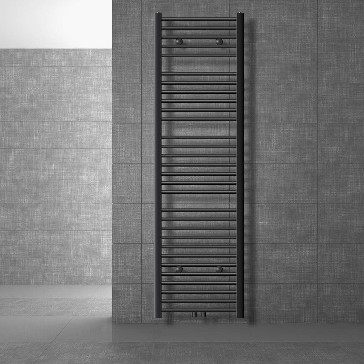 ECD Germany Sahara Radiador de toallas - 500 x 1800 mm - Antracita - curvado con conexión central - Secador de toallas