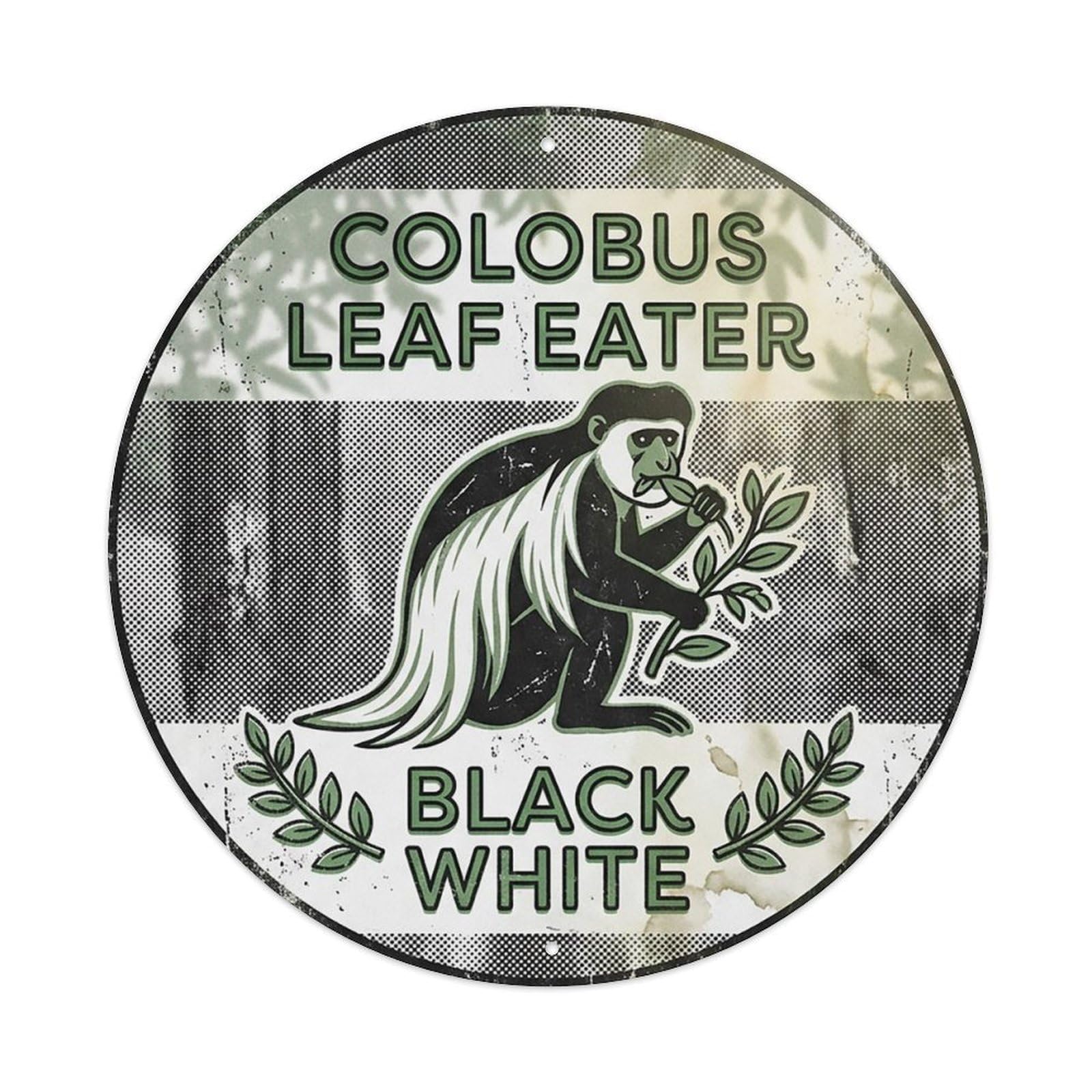 Cxhjca 8X8inch(20X20cm) Colobus Leaf Eater Black White Metal Tin Sign
