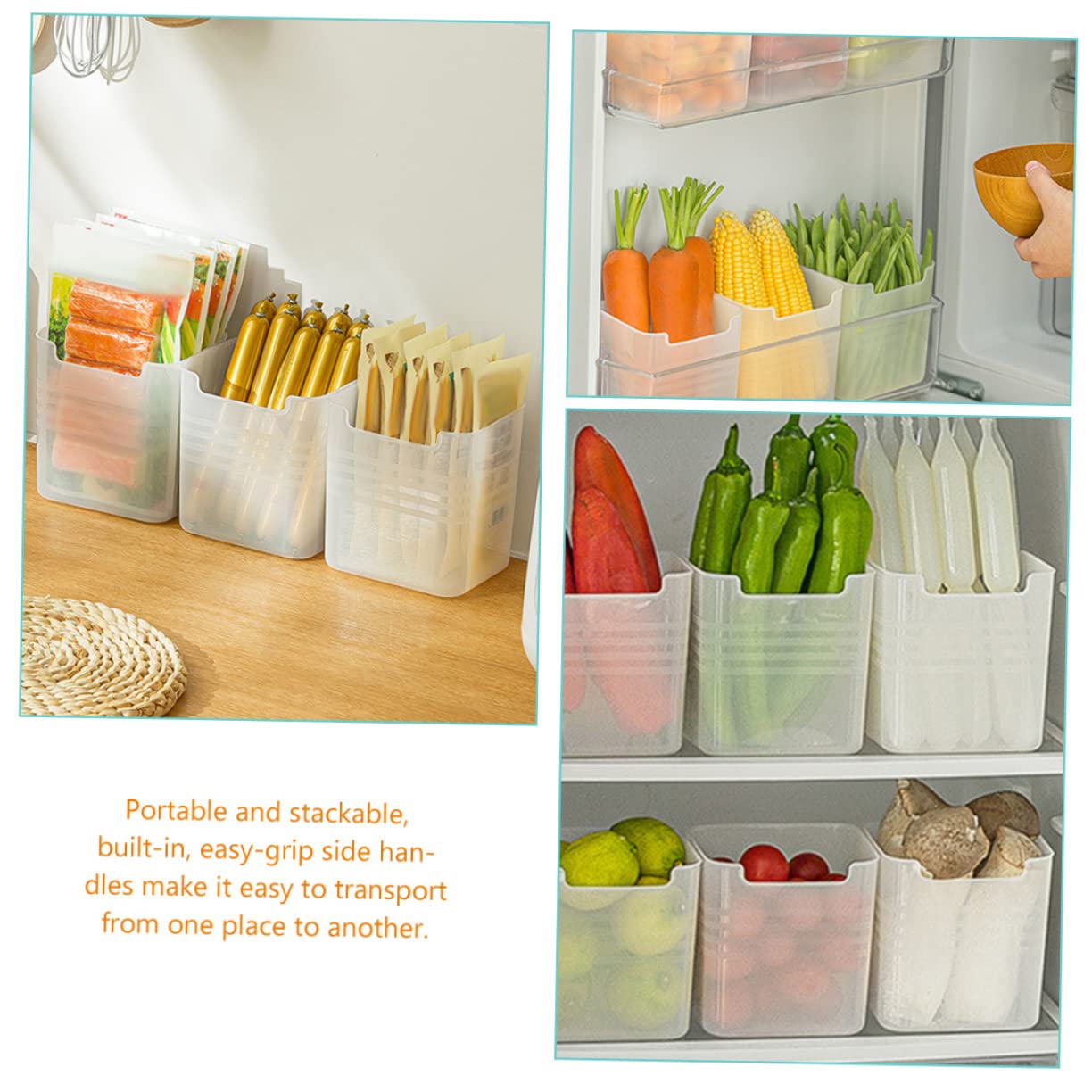 Baluue 6stücke Kühlschrankbox für Lebensmittel Kühlschrank-aufbewahrungsbox Seitenbox für Gemüse Organizer für Kühlschrank Sortierfach für Vorräte Behälter für Speisekammer Stapelbare