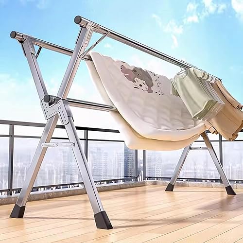 Miniatura 6 de Clothes Drying Rack 79in, Collapsible Laundry Drying Rack Heavy Duty Stainless Steel Indoor Outdoor Garment Rack with Hooks for Clothes, Towels,