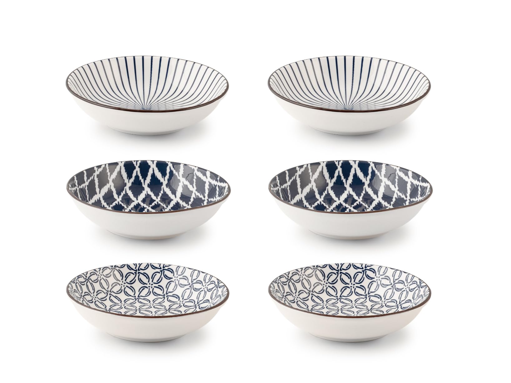 H&H Silk Set of 6 Porcelain Cups, Assorted Decorations, 14 x H2.5 cm