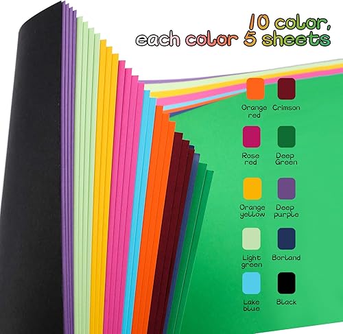 Miniatura 4 de Tablero de póster, 50 hojas IMAGE 10 colores surtidos tamaño A3, tablero de ferrocarril, 11.7 16.5 pulgadas, tablero gráfico en blanco para arte,