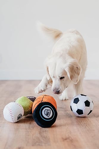 Miniatura 4 de ZippyPaws SportsBallz - Juguete de baloncesto de felpa para perros, pelotas chirriantes suaves para perros, para interiores y exteriores, juguetes