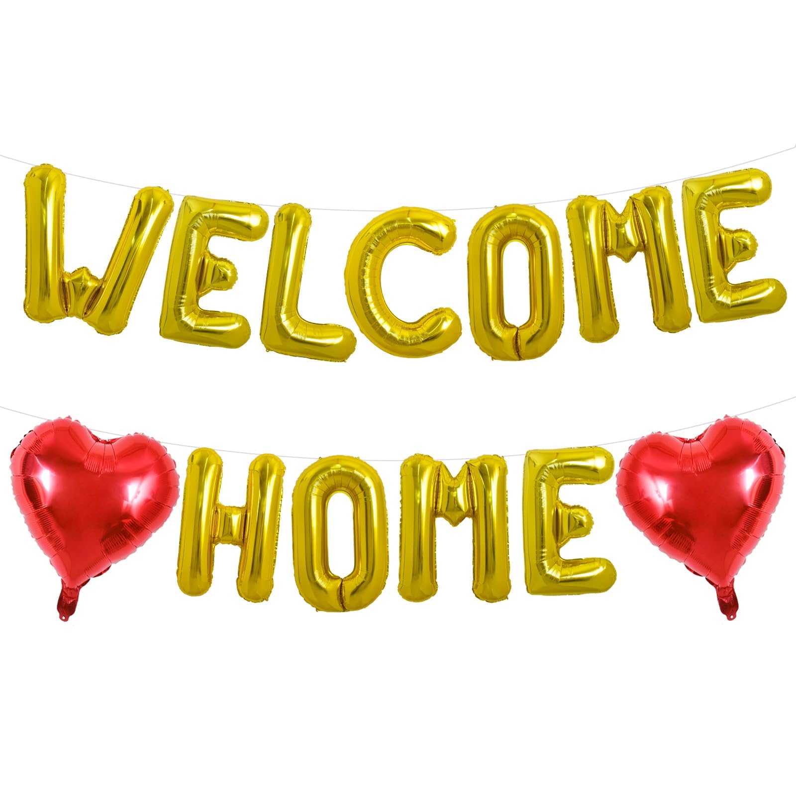 DecoGlee Welcome Home Balloons,16 Inch Gold Welcome Home Foil Balloons Banner Party Decorations for Homecoming Party Decorations House Warming Family Gathering Supplies — image 1
