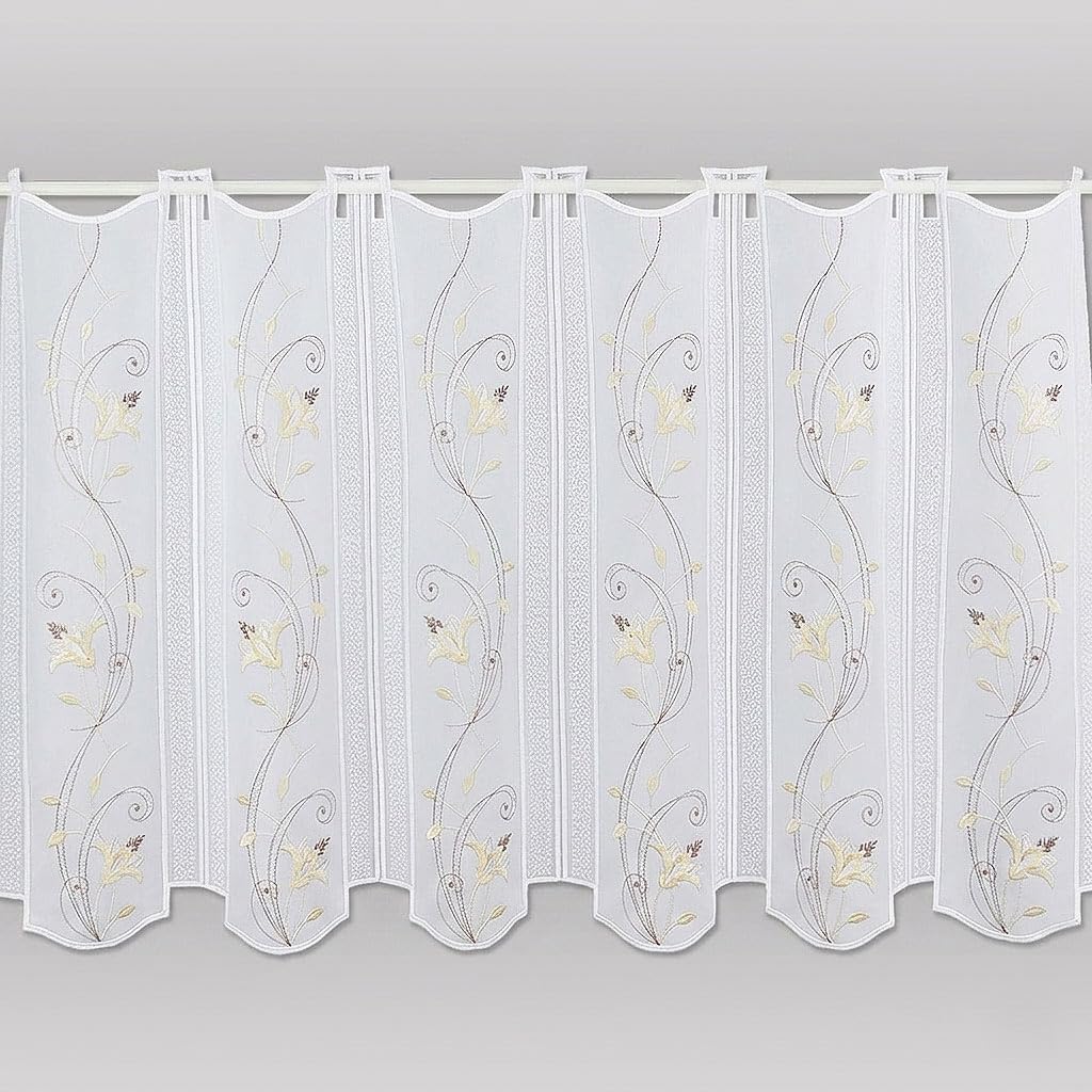 atelier alles-Spitze Kurzstore Blütenranke Beige HxB 55x128cm