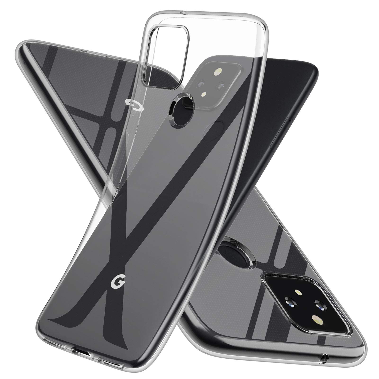 SNOSHOGoogle Pixel 5 Case,Slim Thin Soft Skin Silicone Flexible TPU Gel Lightweight Anti-Scratch Shockproof Protective Case Cover for Pixel 5,Crystal Clear