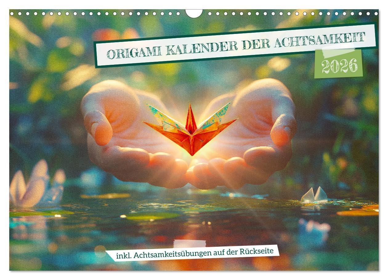 Origami Kalender der Achtsamkeit - Achtsamkeitskalender (Wandkalender 2026 DIN A3 quer), CALVENDO Monatskalender: Achtsamkeitskalender für Erwachsene ... und innere Ruhe. (CALVENDO Gesundheit)