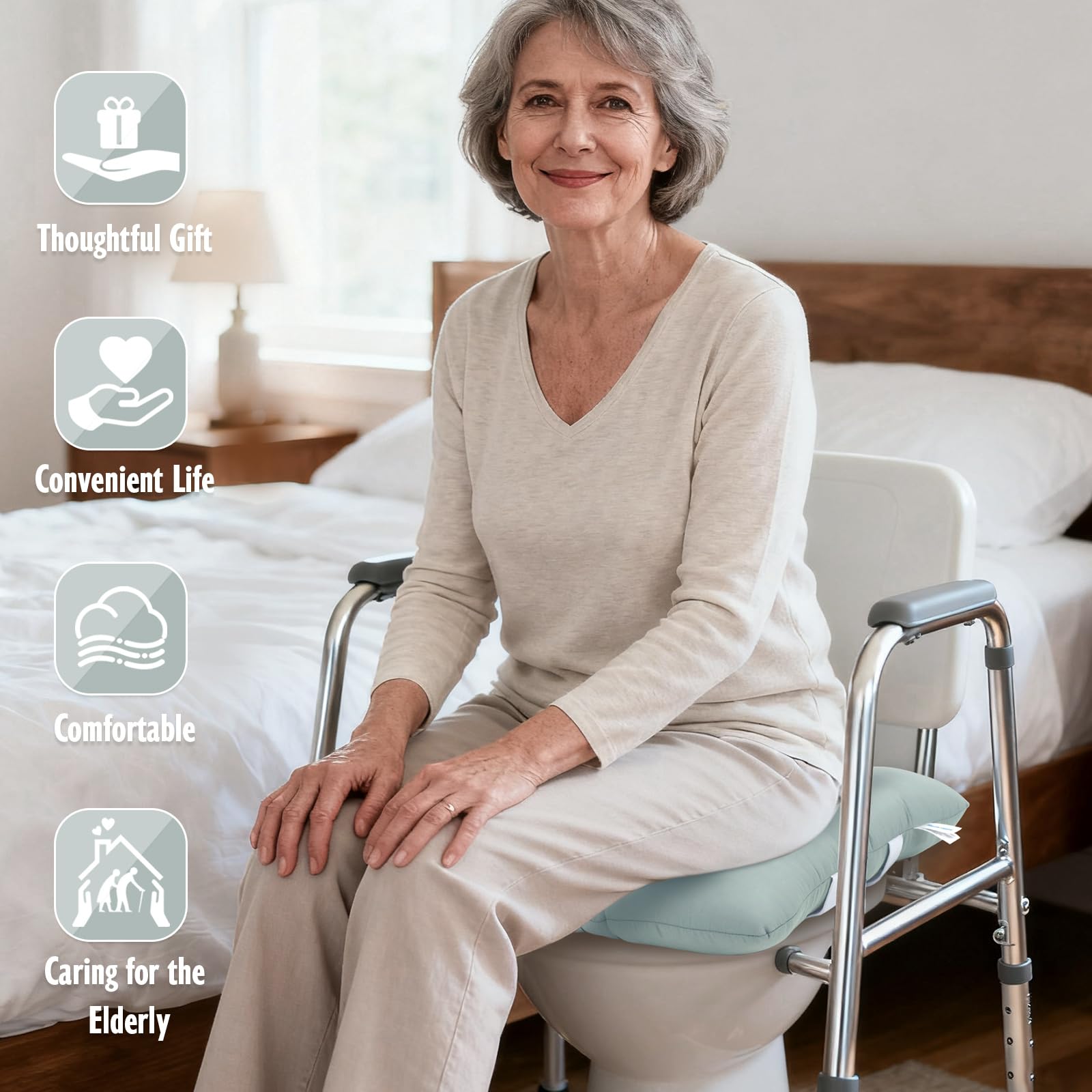 Commode Cushion for Seniors - Waterproof & Secure -7